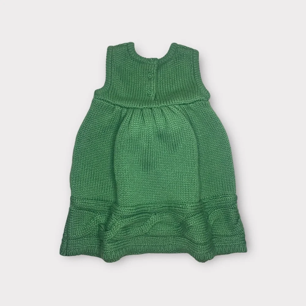 Gymboree 2011 Green Cable Knit Pom Pom Dress
